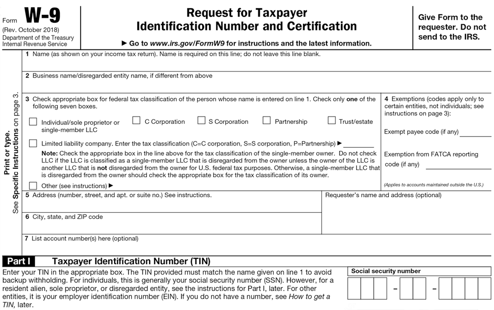 IRS form w-9